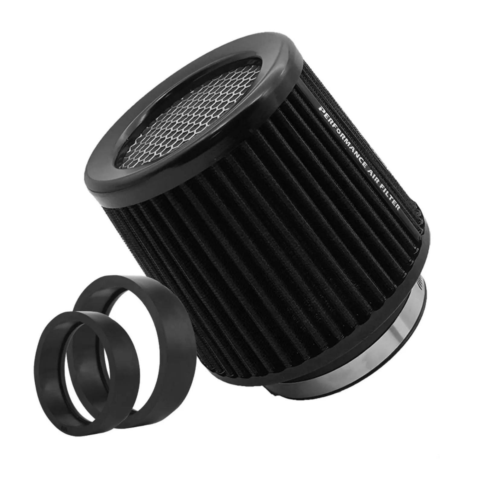 Auto Ansaugrohr High Flow Sport-Luftfilter 2,5 3" 3,5 4 Zoll Universal Für Lufteinlass 63 Mm 76 Mm 80 Mm 89 Mm 101 Mm Rennwagen-Kaltluftansaugfilter Lufteinlassschlauch(101mm-Black) von PaCsci