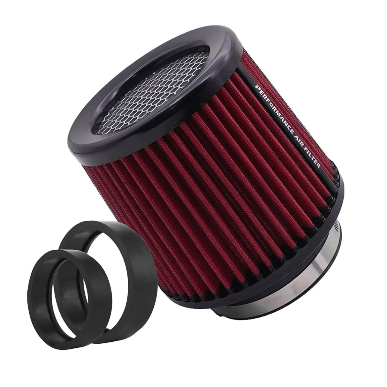 Auto Ansaugrohr High Flow Sport-Luftfilter 2,5 3" 3,5 4 Zoll Universal Für Lufteinlass 63 Mm 76 Mm 80 Mm 89 Mm 101 Mm Rennwagen-Kaltluftansaugfilter Lufteinlassschlauch(101mm-Red) von PaCsci
