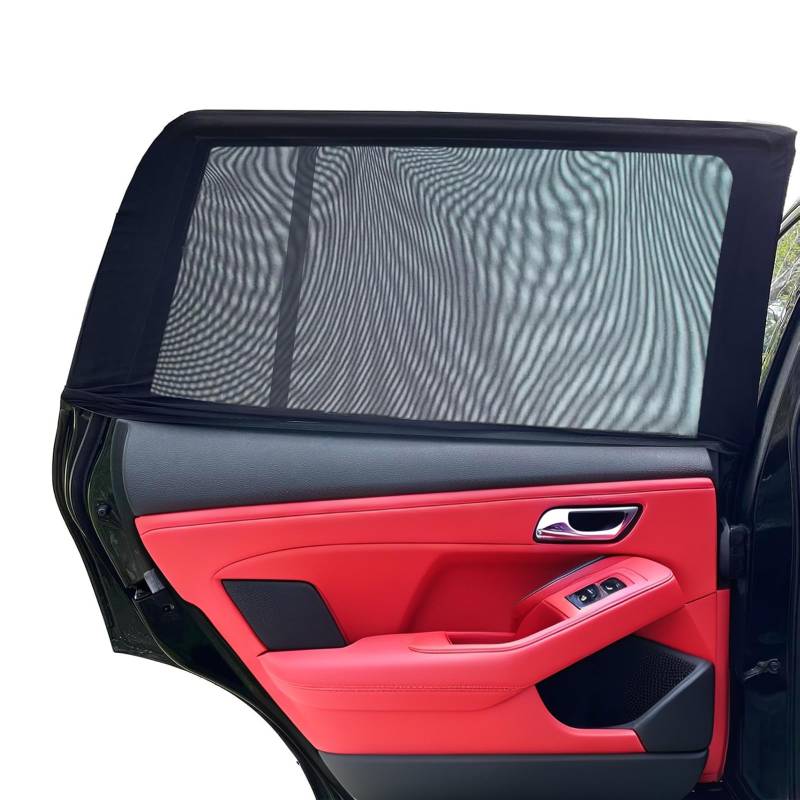 2 Stück Sonnenschutz Auto für Baby & Kinder, Fensterverdunkelung mit UV-Schutz, dehnbarer & atmungsaktiver Sonnenschutz für Autofenster, mit 4 Klettverschlüssen, passend für 99% Aller Autos (Größe L) von Pabbyeey