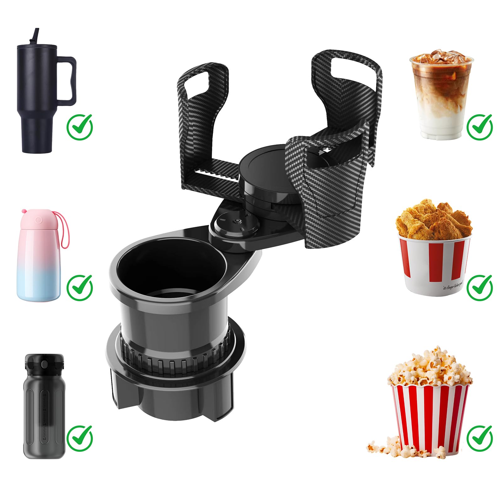 Auto Getränkehalter mit Verstellbarem Boden, 2-in-1 Becherhalter Auto, Universeller Cupholder Expander für Getränke, Becher, Flaschen, Popcorn-, Instantnudel- & Snack-Eimer, rutschfest & Stabil Auto Getränkehalter mit Verstellbarem Boden, 2-in-1 Becherhalter Auto, Universeller Cupholder Expander für Getränke, Becher, Flaschen, Popcorn-, Instantnudel- & Snack-Eimer, rutschfest & Stabil von Pabbyeey