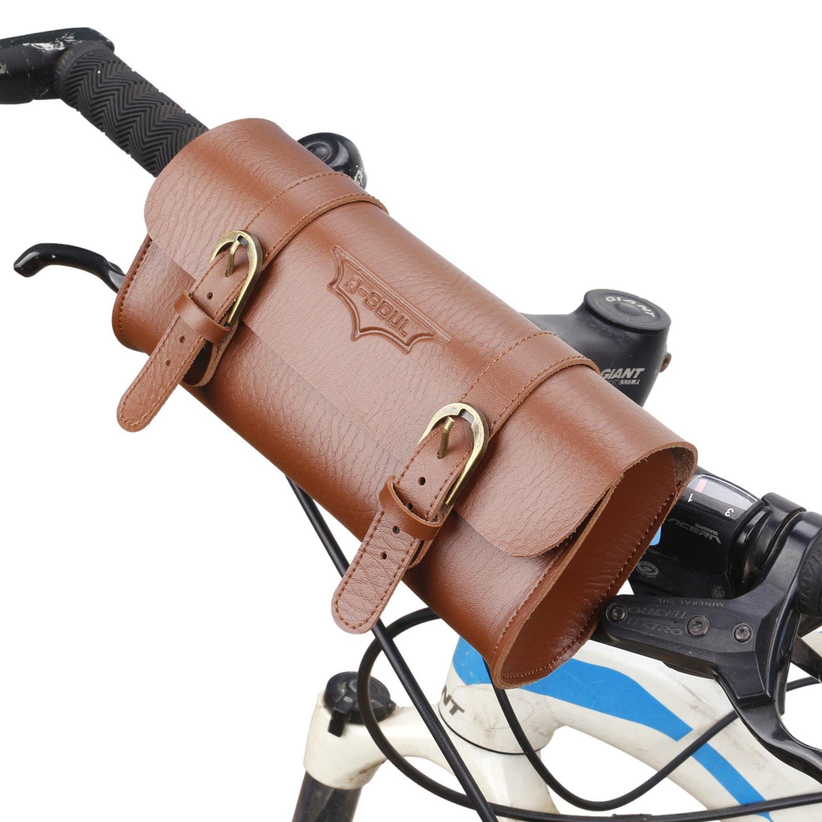 Pacienjo Fahrradtasche aus Leder, Satteltasche für Fahrradrahmen | Tragbare Aufbewahrungstasche für Fahrradlenker für Outdoor-Schlüssel, Werkzeuge, Telefon, Fahrradtasche für Mountainbike von Pacienjo