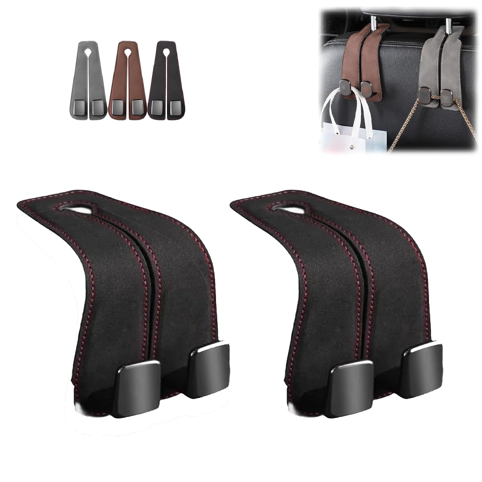 Doppelhaken für die Rückenlehne des Autositzes, 2024 Neuer Haken für die Kopfstütze des Autositzes, multifunktionaler Haken für die Rückenlehne des Autositzes (2Pcs-a) von PacuM