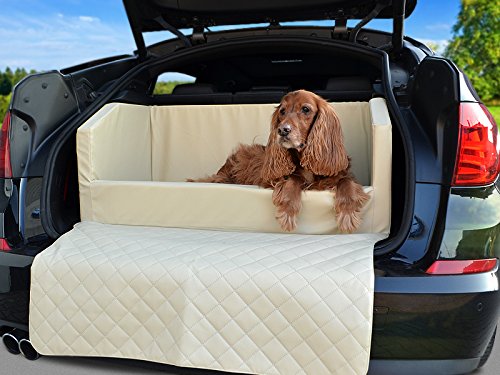 Travelmat PLUS Kofferraum Hundebett fürs Auto VISCO-Spezialschaumstoff Kunstleder Creme 110 x 90cm von PadsForAll