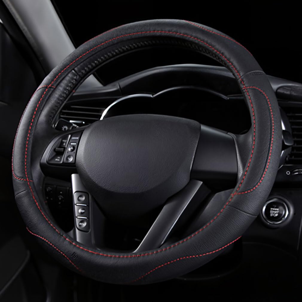 Pahajim Lenkradbezug Auto Lenkradhülle Microfiber Leder Steering Wheel Cover Universal rutschfest Lenkradhüllen 38cm Lenkradschutz für LKW/Auto/Jeep/SUV -Schwarz von Pahajim