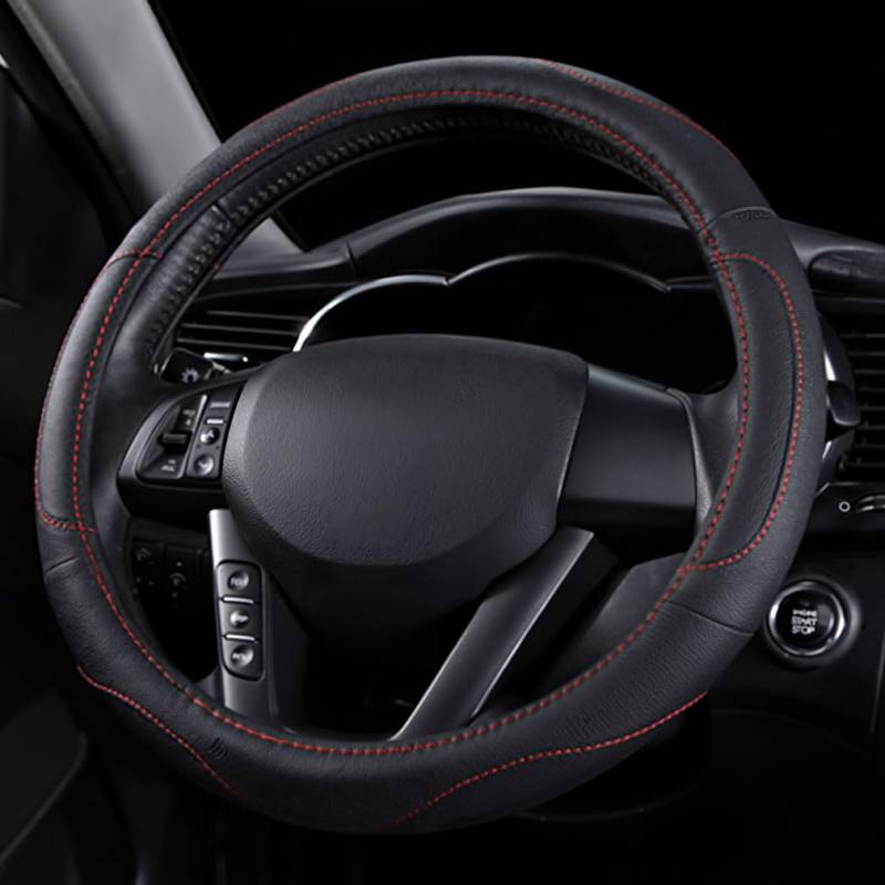 Pahajim Lenkradbezug Auto Lenkradhülle Microfiber Leder Steering Wheel Cover Universal rutschfest Lenkrad Bezug 38cm Lenkradschutz für LKW/Auto/Jeep/SUV -Schwarz von Pahajim