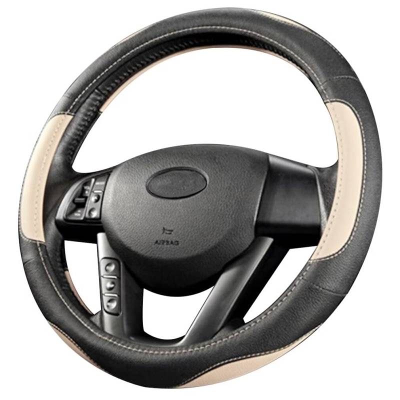 Pahajim Lenkradbezug Auto Lenkradhülle Microfiber Leder Steering Wheel Cover Universal rutschfest Lenkradhüllen 38cm Lenkradschutz für LKW/Auto/Jeep/SUV -Schwarz Beige von Pahajim