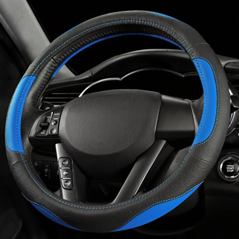 Pahajim Lenkradbezug Auto Lenkradhülle Microfiber Leder Steering Wheel Cover Universal rutschfest Lenkrad Bezug 38cm Lenkradschutz für LKW/Auto/Jeep/SUV -Schwarz Blau von Pahajim