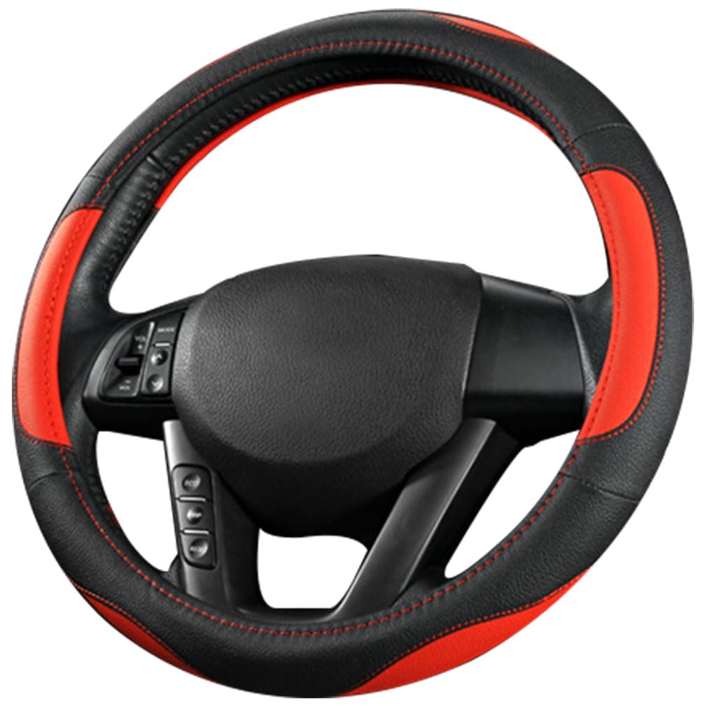 Pahajim Lenkradbezug Auto Lenkradhülle Microfiber Leder Steering Wheel Cover Universal rutschfest Lenkradhüllen 38cm Lenkradschutz für LKW/Auto/Jeep/SUV -Schwarz Rot von Pahajim