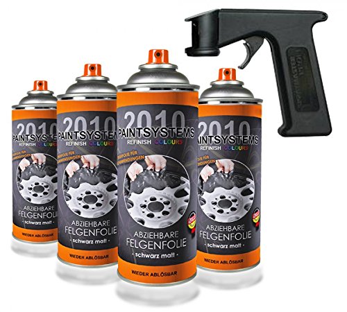 Paintsystems 8 x400ml, Felgenfolie schwarz glänzend, inkl. Handgriff Spraymaster von Paintsystems