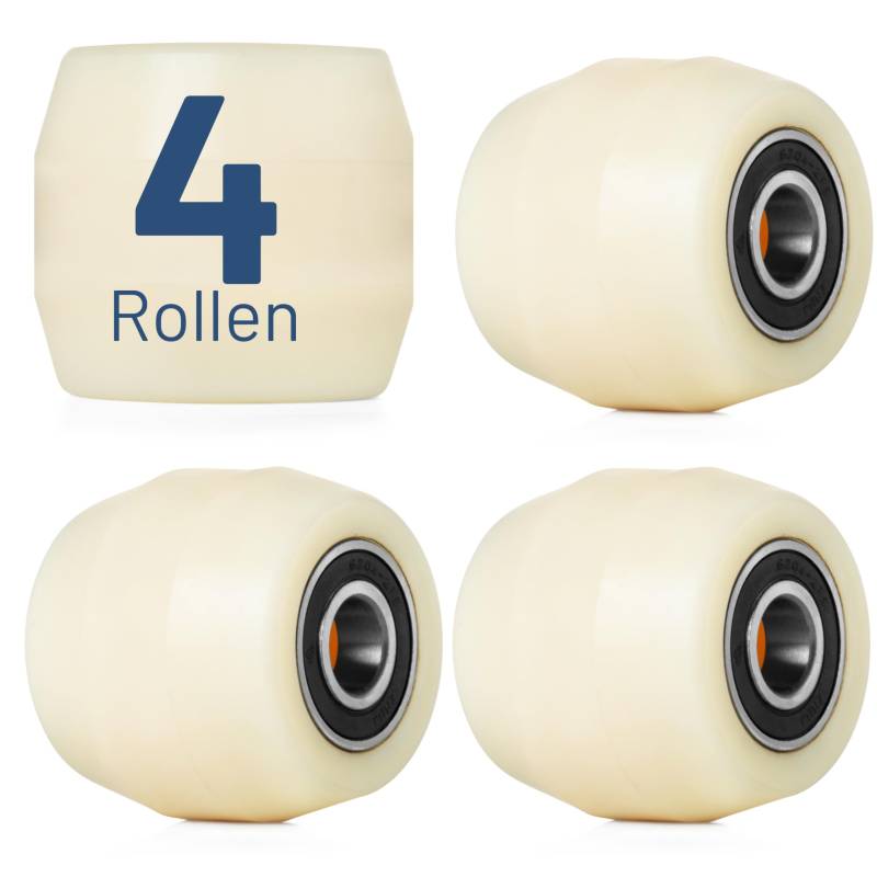 4er Pack Lastrolle Nylon Laufrolle 80x70mm Gabelhubwagenrolle Hubwagenrolle weiß Rollen mit Kugellager von Pallit