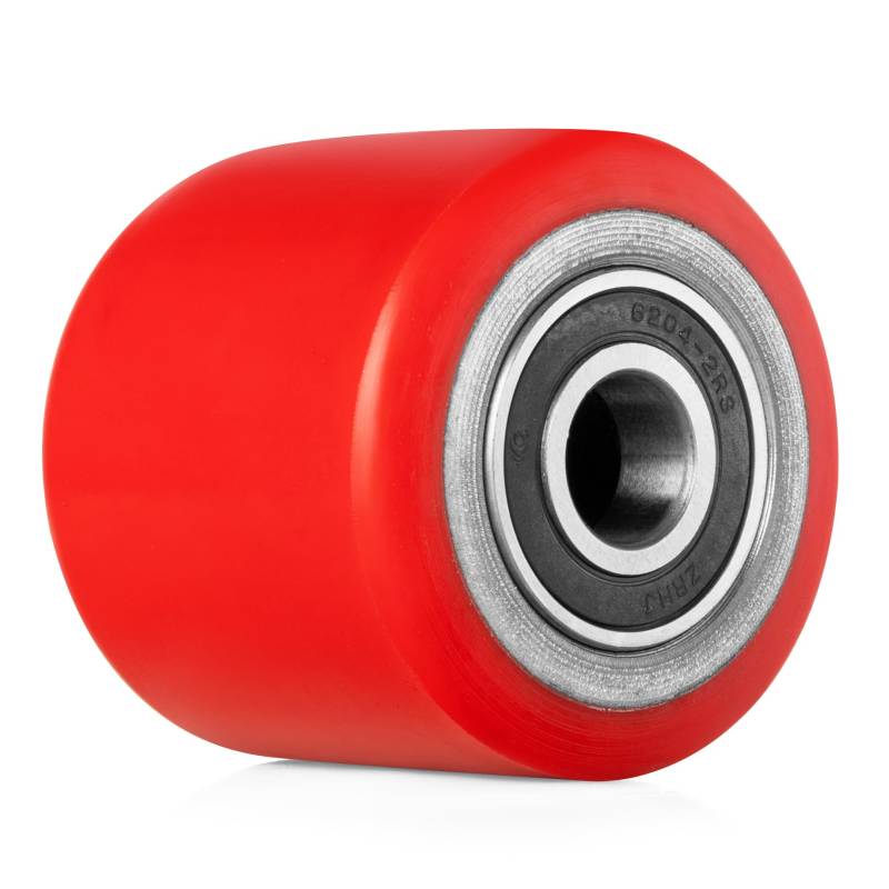 Pallit Laufrolle für Hubwagen Polyurethan (PU) 80x70 mm Rot Achse 20mm inkl. Kugellager von Pallit