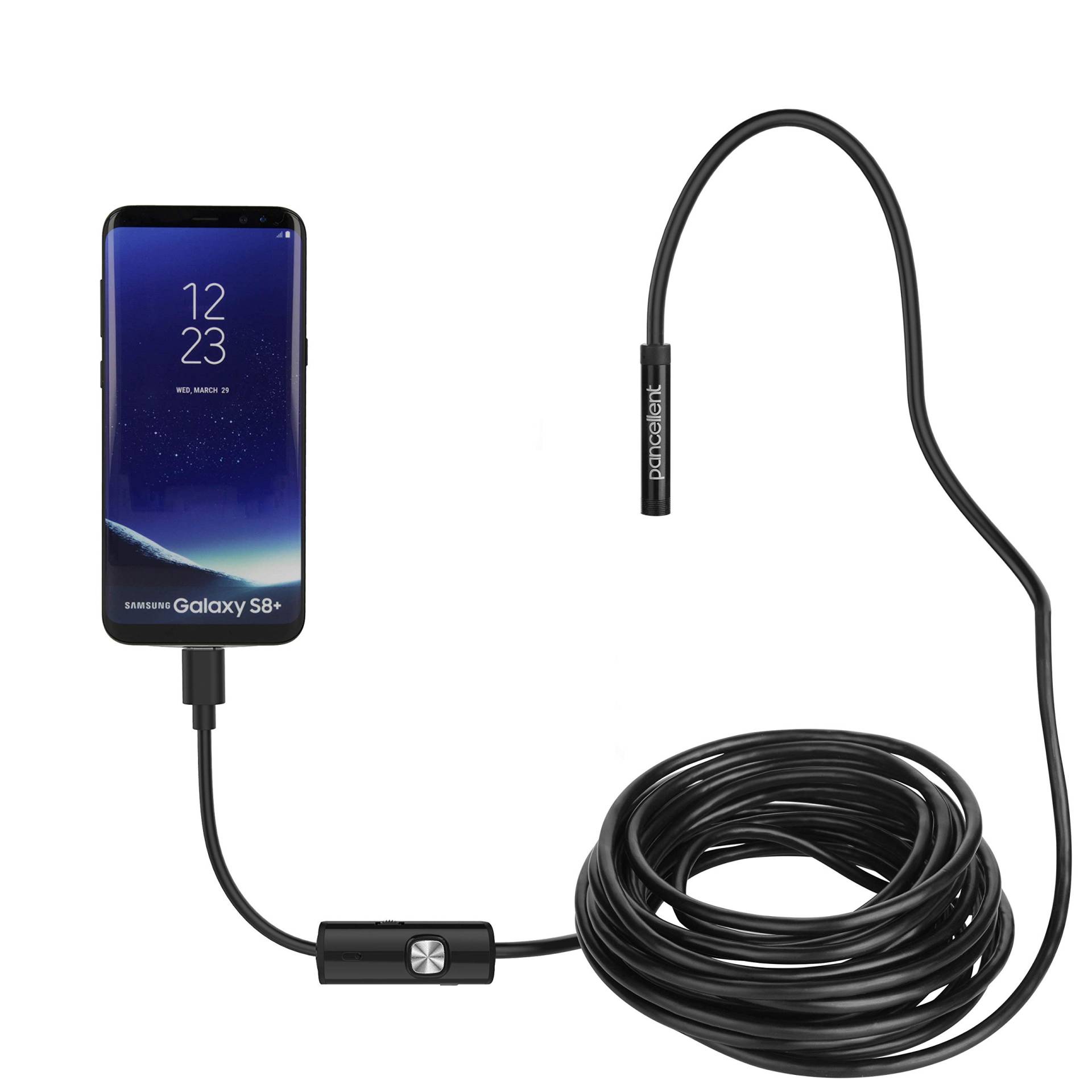 pancellent USB Android Endoskop 2,0 Megapixel CMOS HD 2 in 1 wasserdichte Endoskop Inspektionskamera Starre Schlangenkabel (5 Meter) für Smartphone von pancellent