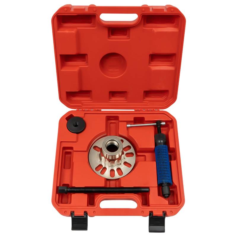 PansyWind Hydraulik Radnabenabzieher 10T Profi-Set mit Transportkoffer | Antriebswellen Werkzeug für PKW/LKW (96-125mm) 45# Kohlenstoffstahl gehärtet Ausrichtlöcher (Rot) von PansyWind