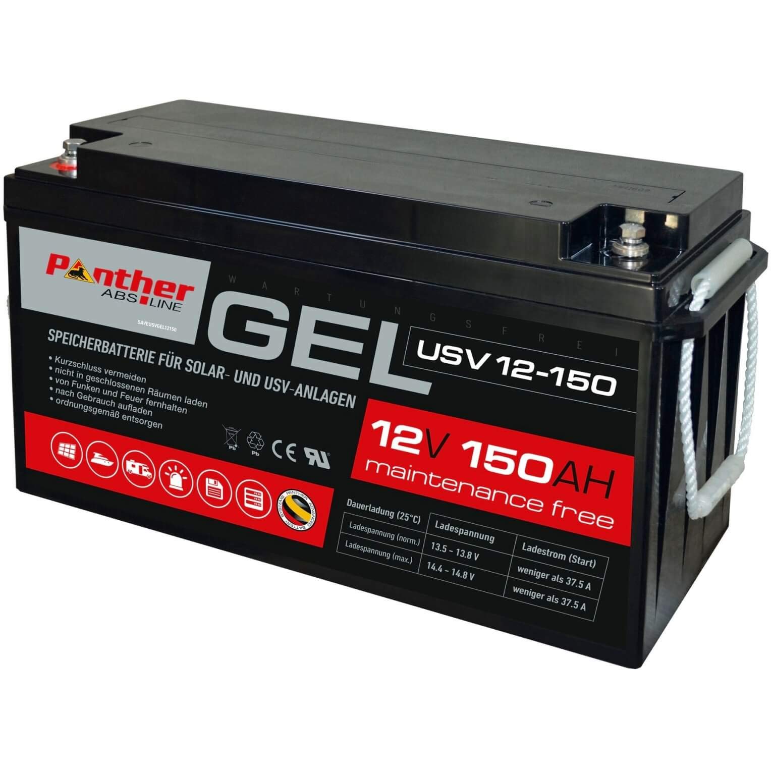 Panther GEL Batterie 12V 150Ah Solarbatterie USV Gelakku Versorgungsbatterie Panther GEL Batterie 12V 150Ah Solarbatterie USV Gelakku Versorgungsbatterie von Panther