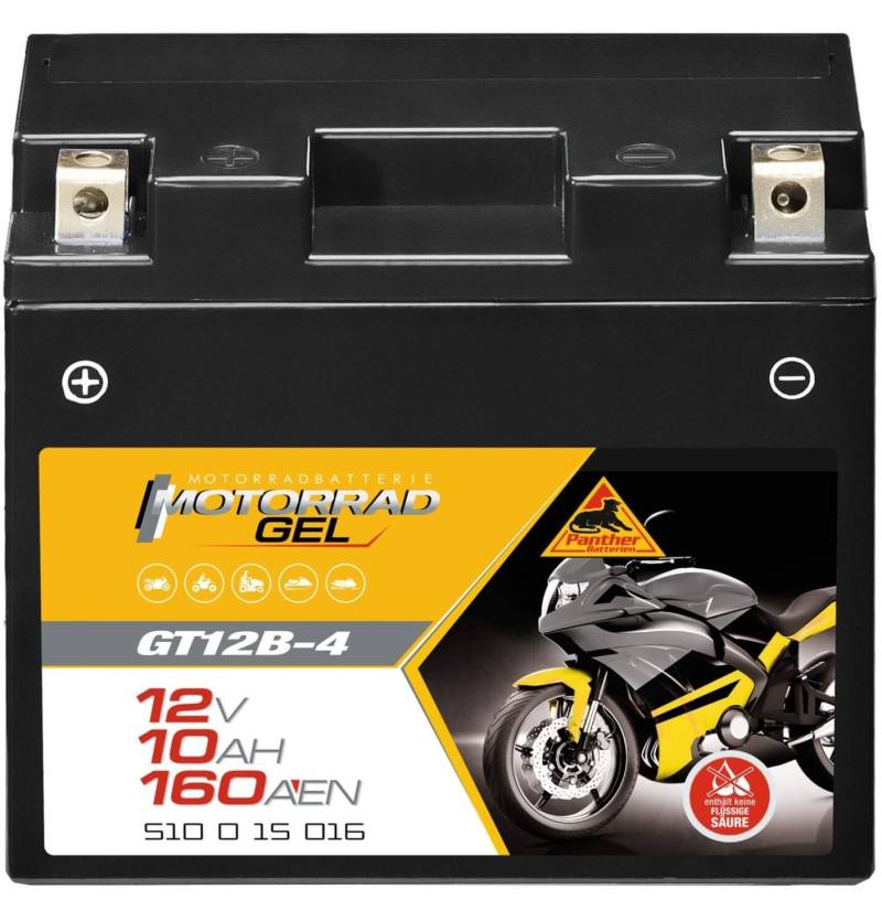 Panther YT12-B4 GEL Batterie 12V 10Ah CT12-B4 Motorradbatterie 51015 Roller Moped GT12-B4 von Panther