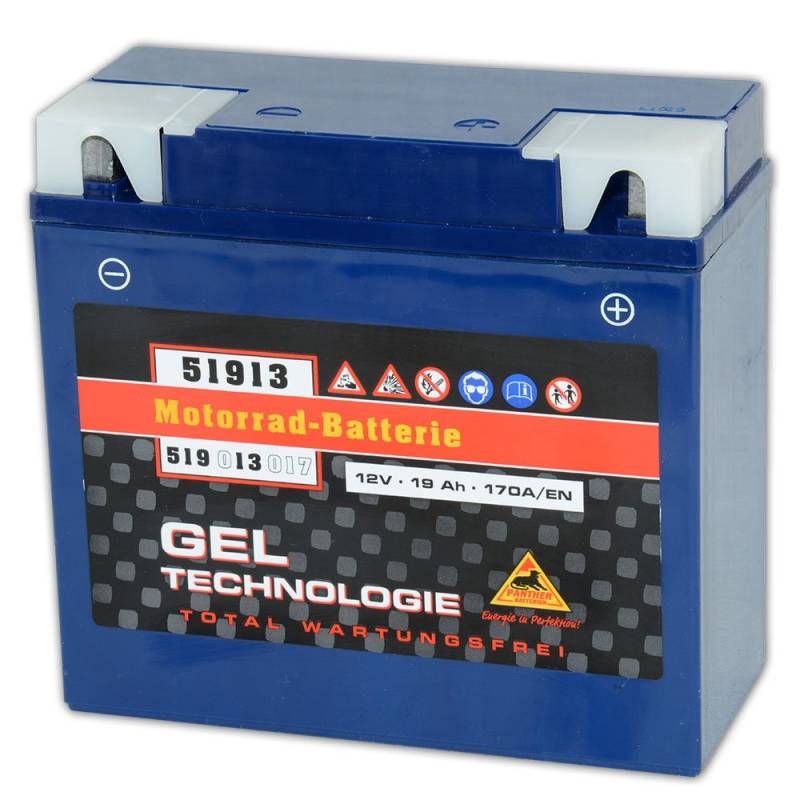 Panther Motorradbatterie GEL 12V 19Ah 51913 Batterie G19 ABS Leuchte erlischt von Panther