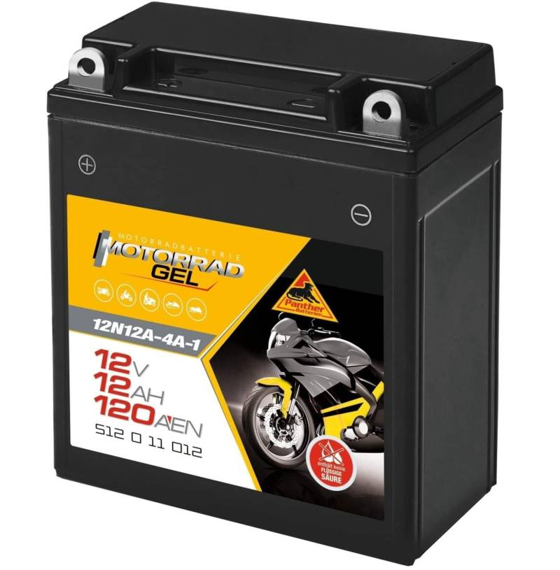 Panther Motorradbatterie Gel 12V 12Ah 51211 12N12A-4A-1 von PGONA