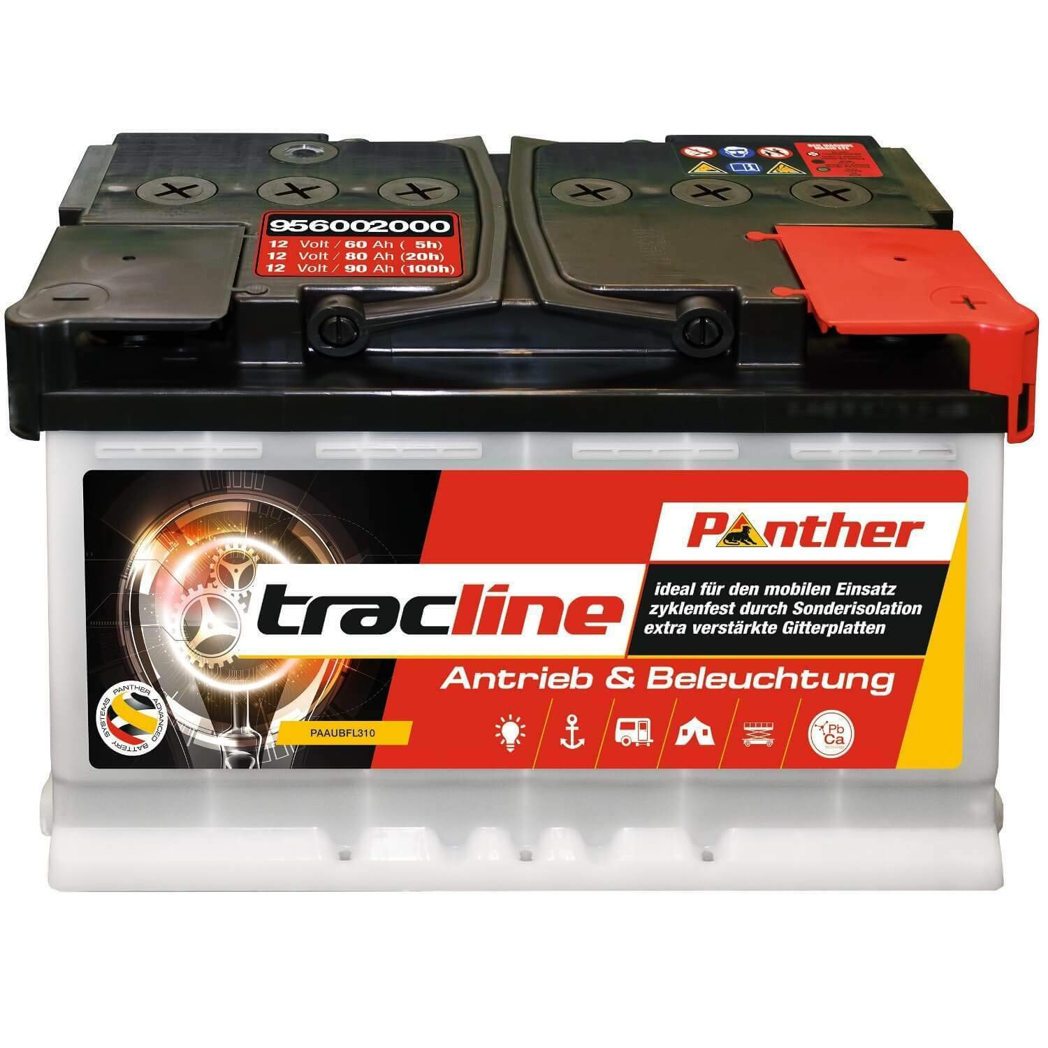 Panther Tracline 12V 90Ah (20h)/75AH (5h) Versorgerbatterie Antrieb & Beleuchtung von Panther