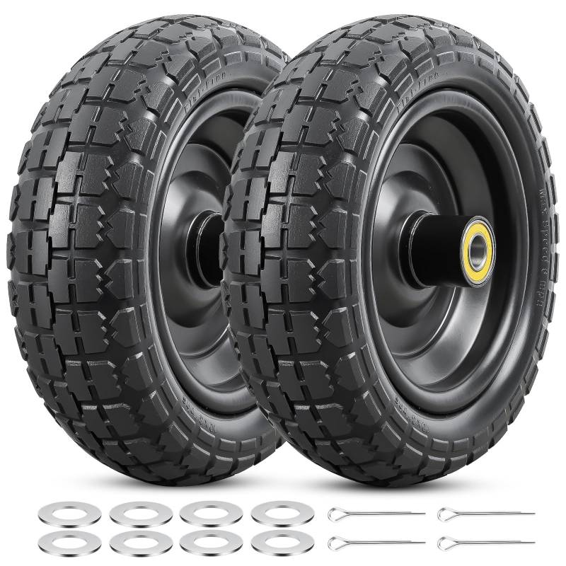2PCS 10x3 Reifen Pannensichere 10x3.0-6 Reifen Felgen mit 5/8 Zoll Achsbohrung und doppelt abgedichteten Lagern,kompatibel mit 10 zoll Sackkarrenreifen,Schubkarrenreifen,Rasenmäherreifen| schwarz von PaoWin