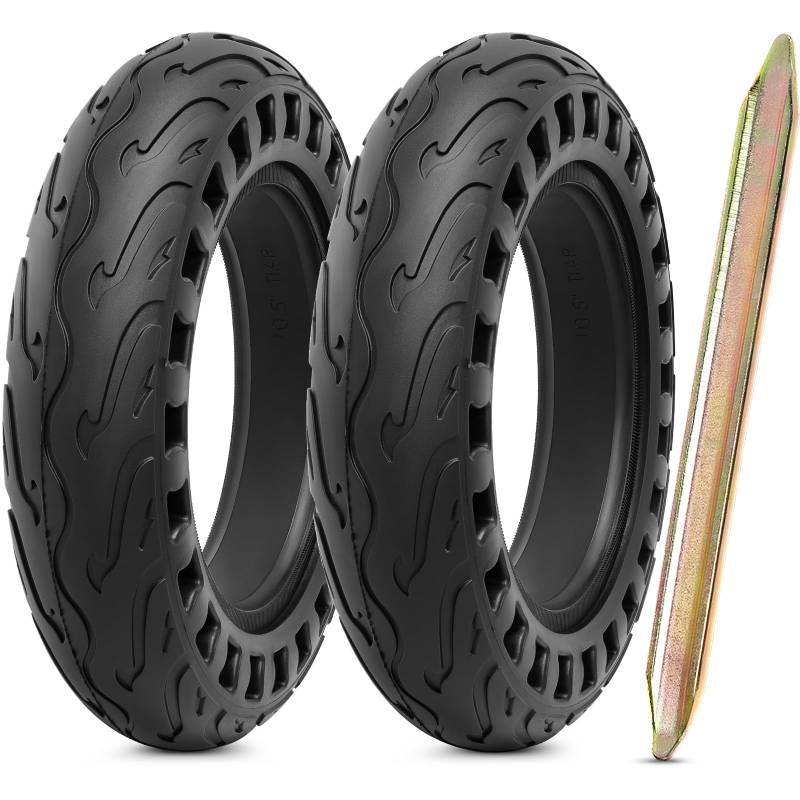 PaoWin 2PCS 10x2.125 E-Scooter Reifen 10 zoll Vollqummireifen, kompatibel mit Ersatzreifen Kinderwagen, F30 F40 S2 Max S3, Xiaomi M365/Pro, Segway-Ninebot Elektroroller |1 Werkzeug von PaoWin