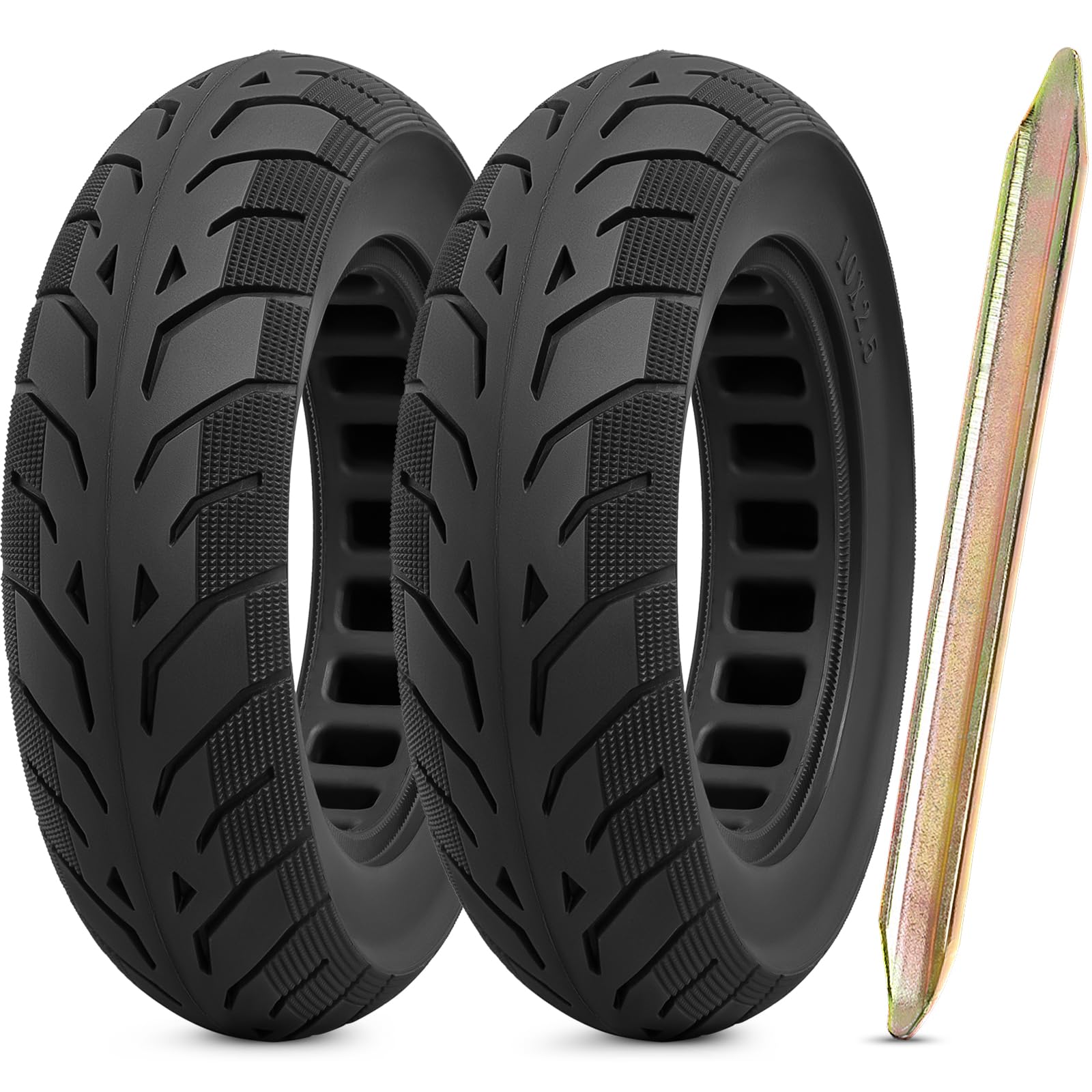 PaoWin 2PCS 10x2.50 E-Scooter Reifen 10 zoll Vollqummireifen 60/70-6.5, kompatibel mit ersatzreifen Ninebot Max G30/G30P/G30LP/Kugoo M4 M4Pro/Soflow, So4 Pro Scooter Reifen Mit 1 Werkzeug von PaoWin