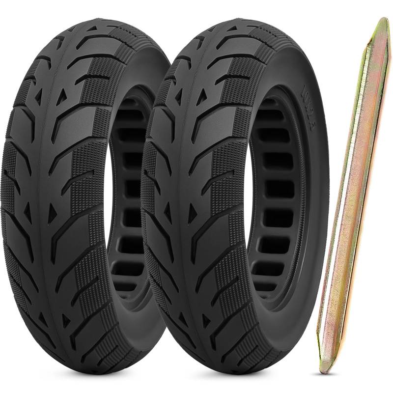 PaoWin 2PCS 10x2.50 E-Scooter Reifen 10 zoll Vollqummireifen 60/70-6.5, kompatibel mit ersatzreifen Ninebot Max G30/G30P/G30LP/Kugoo M4 M4Pro/Soflow, So4 Pro Scooter Reifen Mit 1 Werkzeug von PaoWin