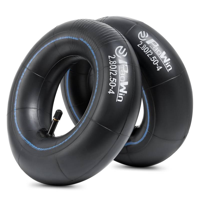 PaoWin 2PCS 2.80/2.50-4 Schlauch 2.80 2.50-4 Schlauch Verstärkte, Schubkarrenrad Schlauch Kompatibel für 2.80-4 2.50-4 Schubkarrenreifen, Garten Karre, Anhänger, Mäher Reifen |Gerade TR13- Ventil von PaoWin