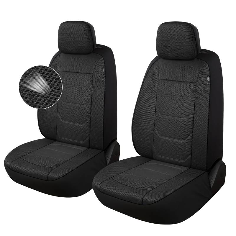 Pariiaotin 3D-Air-Mesh-Autositzbezug Vordersitze waschbar und atmungsaktiv, Premium-Tuch, Autositzbezug für Autoinnenraum, universell passend für die meisten Autos, Limousinen, LKWs, SUVs (schwarz) von Pariiaotin