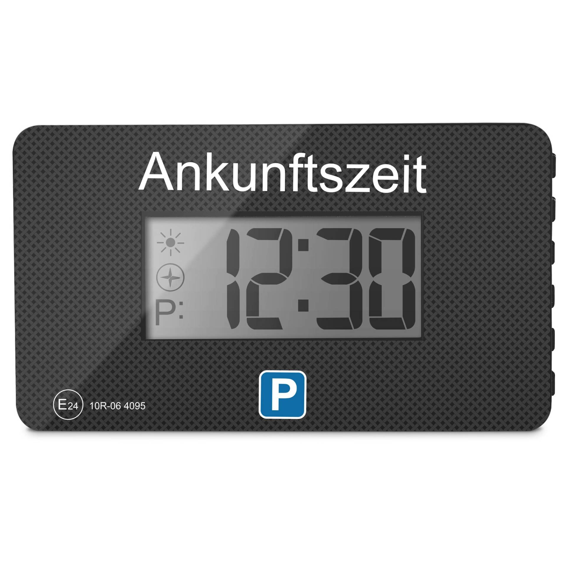 Parkwächter V1 automatische Parkscheibe gemäß der Straßenverkehrsordnung, Digitale Parkscheibe für das Auto, elektronische Parkuhr, Carbon, 105 x 60 x 13 mm von Parkwächter