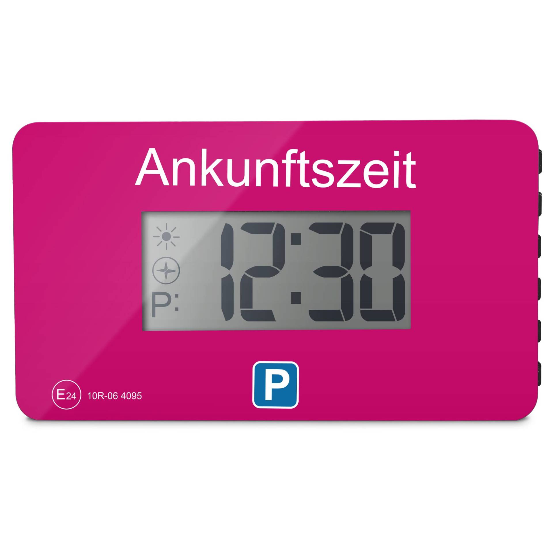 Parkwächter V1 automatische Parkscheibe gemäß der Straßenverkehrsordnung, Digitale Parkscheibe für das Auto, elektronische Parkuhr, pink, 105 x 60 x 13 mm von Parkwächter