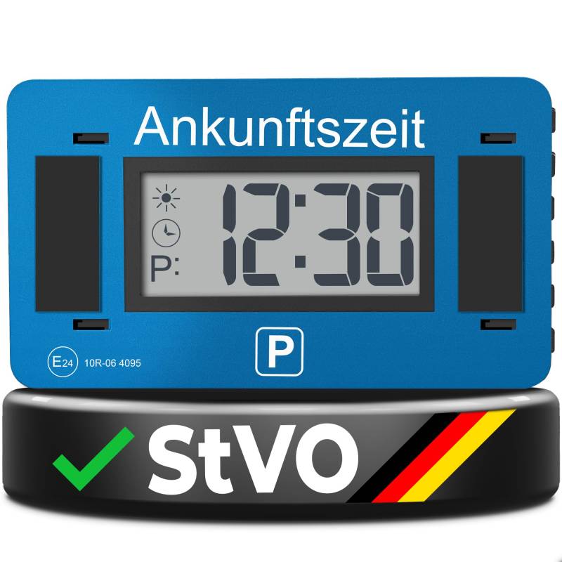 Parkwächter V2 Elektronische Parkscheibe mit Zulassung nach StVO – Digitale Parkscheibe Auto – Parkscheibe Elektrisch mit Zulassung – Automatische Parkuhr mit wechselbarer Taktung – Blau von Parkwächter
