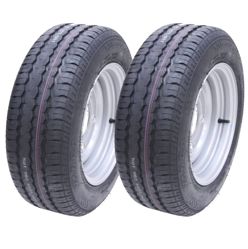 Parnells - 2 Sätze 185/60 R12c Komplette Quad-Anhängerräder, Schlauchlose Reifen mit Robuster 5-Stollen-Felge, 112 mm Pcd, Durchmesser 526 mm, 186 mm Breite, 900 kg, für Brian James I Trailer von Parnells