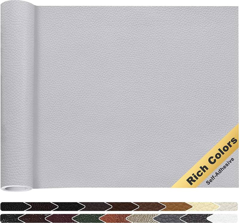 Kunstleder Selbstklebend, 40 x 160cm Leder Patch Selbstklebend, Leder Reparaturset Kit für Möbel, Sofa, Autositze, Taschen, Leder Reparatur und Renovierung(Hellgrau) von RggEyy