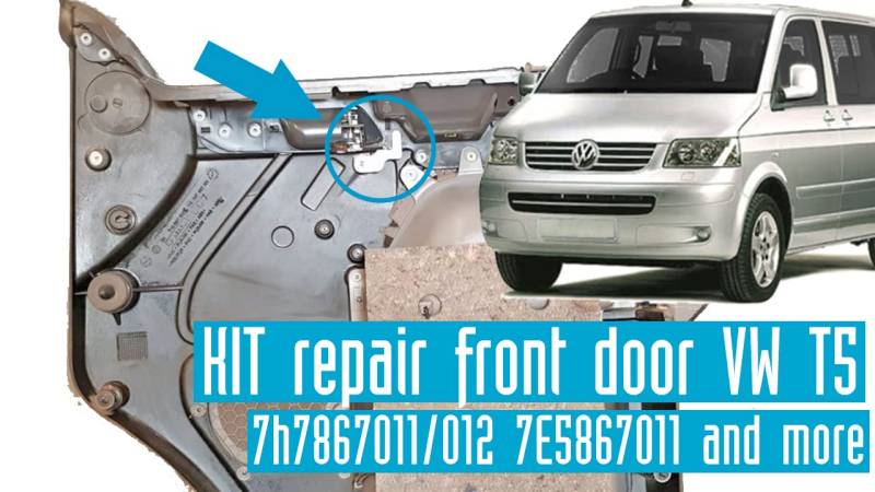 Reparaturset für die Tür, links, T5 MULTIVAN CALIFORNIA TRANSPORTER CARAVELLE 7H7867011/012 7H0867103M 7E5867011 von Parts & Designs