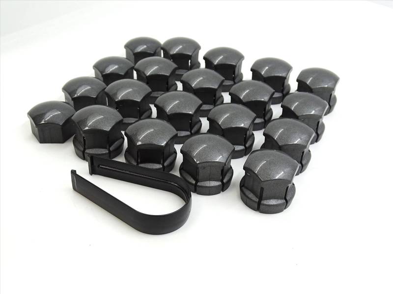 Partsdealers Radmutternabdeckungen für Volvo C30 C70 S40 S60 S80 S90 V50 V60 V70 V90 XC40 XC60 XC70 X90 Schraubenkappen + Verriegelungsabdeckungen 19 mm Set glänzend dunkelgrau + Werkzeug (für lange). von Partsdealers