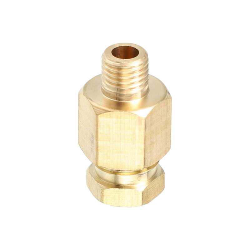 Partuto 1 Stück M8x1 Universal Messing Fitting Kompression - Auto Anschlussadapter Passend für 8mm - Messing Goldfarben von Partuto