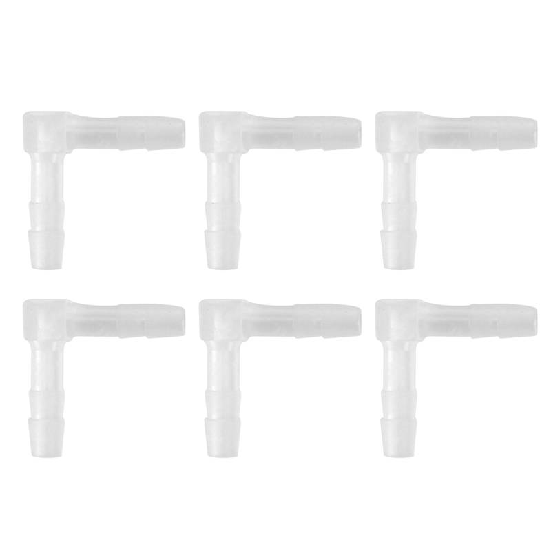 Partuto 6 Stück Universal Automotive Vakuum Schlauchverbinder 90 Grad 4mm / 5/32" L-förmiger Vakuum Schlauchverbinder Sortiment 2-Wege Vakuumleitungsanschlüsse Kunststoff Transparent von Partuto