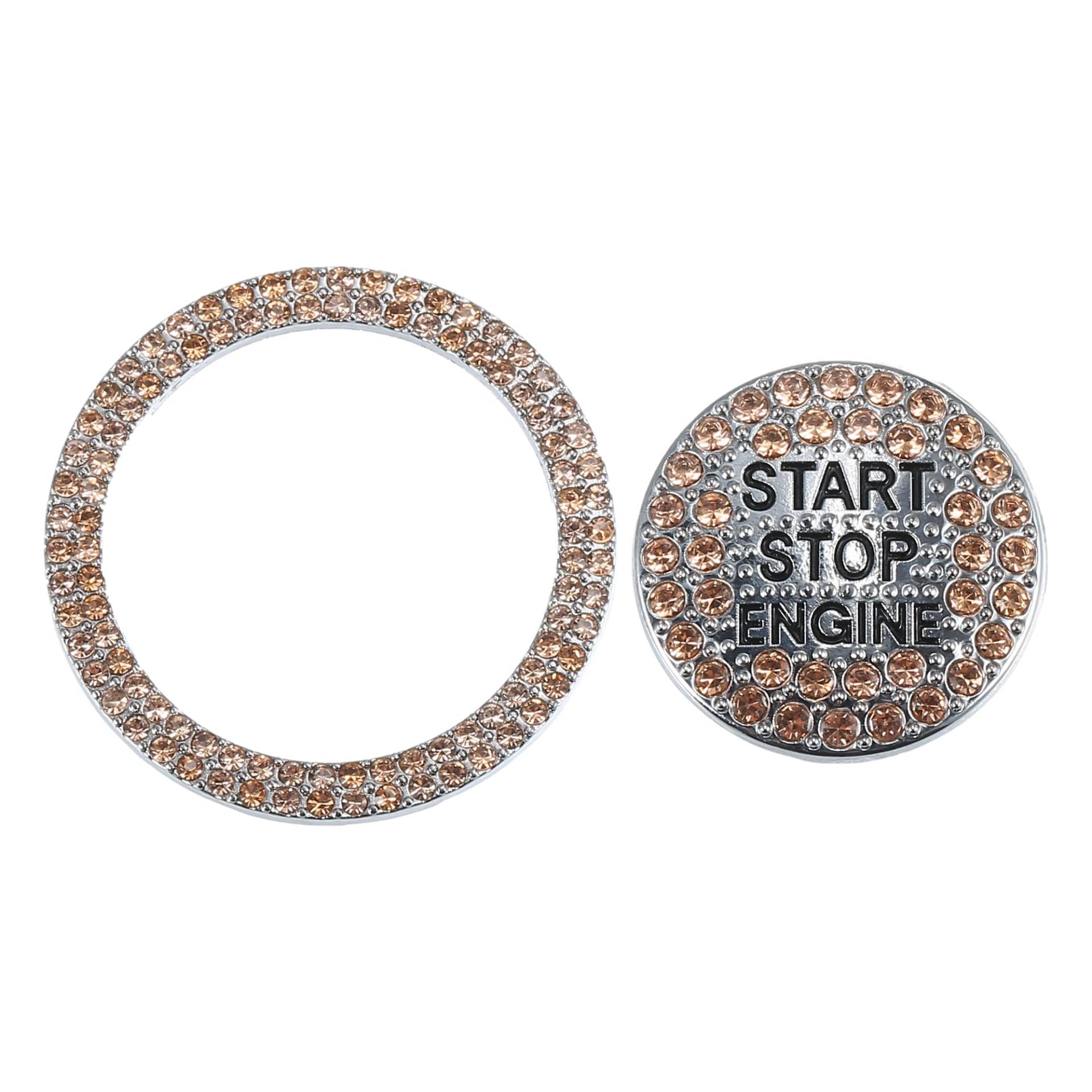 Partuto Bling Auto Motor Start Stop Knopf Abdeckung, Auto Ein-Klick Startknopf Ring Aufkleber Faux Kristall Strass Zündknopf Verzierung Orange, 1 Set Partuto Bling Auto Motor Start Stop Knopf Abdeckung, Auto Ein-Klick Startknopf Ring Aufkleber Faux Kristall Strass Zündknopf Verzierung Orange, 1 Set von Partuto