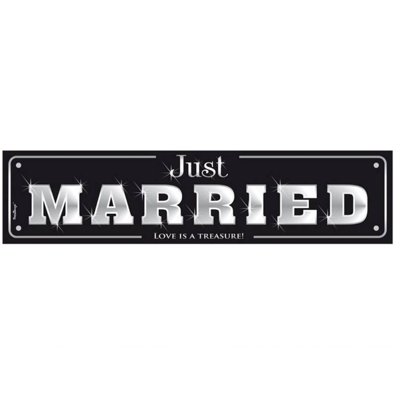 Schild "Just Married" für Kennzeichenhalter KFZ Kennzeichen von PartyDeco