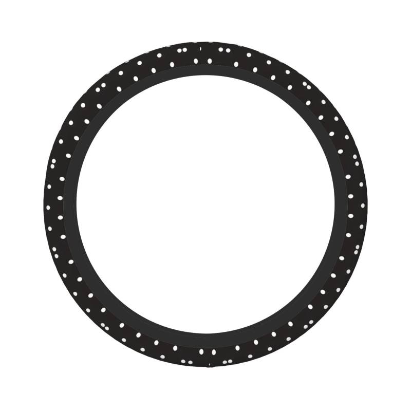 Schwarz und Weiß gepunktete elastische Lenkradhülle – geeignet für die meisten Fahrzeuge und Autos, langlebig, rutschfest, erschwinglich von PartyUnix