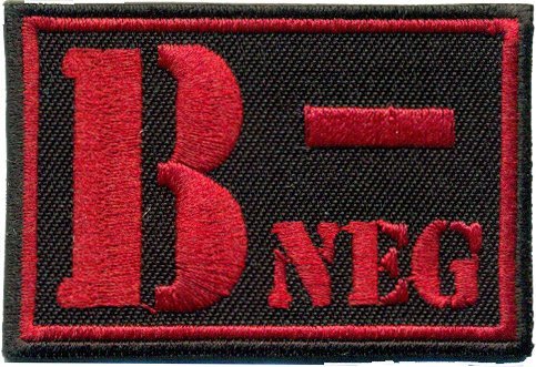 B NEG Blutgruppe Negativ Military Biker Rotkreuz Erstehilfe Abzeichen Aufnäher von Patch