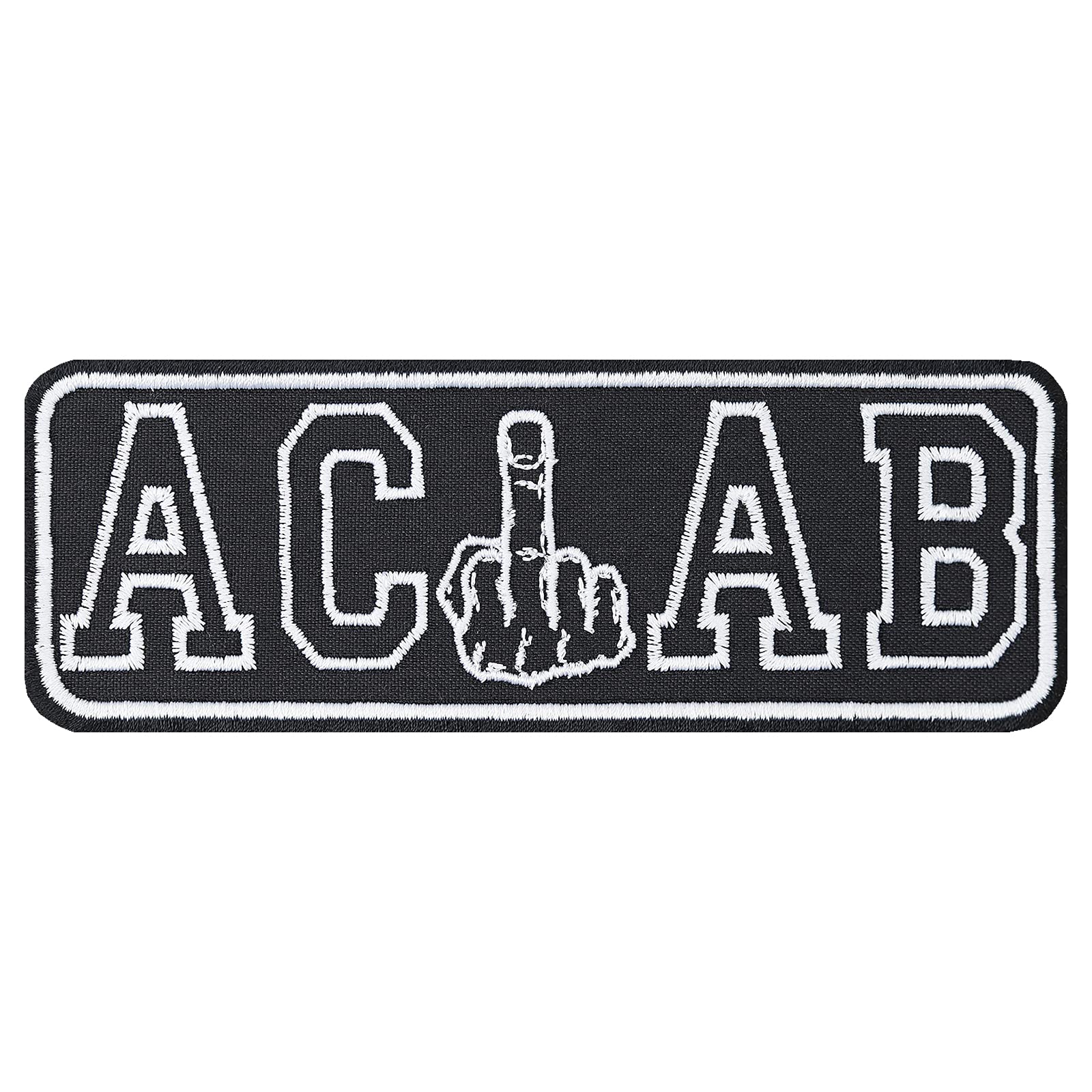 Hooligan Aufnäher: ACAB Ultras Biker Patch mit Stickerei - Kult-Aufnäher Rocker Aufbügler Heavy Metal - DIY Stoff-Applikation für Kutte/Jacke/Jeans/Weste, SCHWARZ, 140x50mm von PATCH KING
