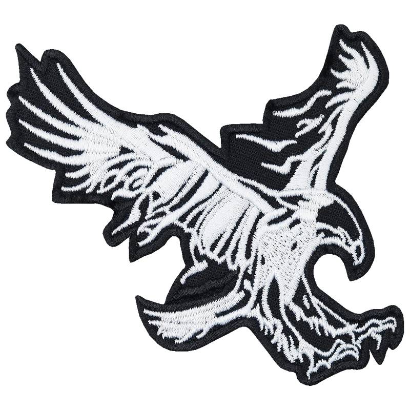 Biker Aufnäher: Black Eagle Adler Patch Bestickt zum aufnähen, Chopper Aufbügler Heavy Metal, Rocker Geschenk DIY Applikation für Leder-Jacke/Weste/Kutten, schwarz, 100x110mm von PATCH KING