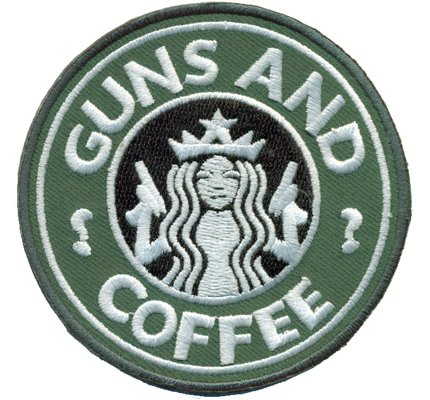 Patch Guns and Coffee Star Hunting Guns Pistole Bucks Revolver Aufnäher Abzeichen von Patch