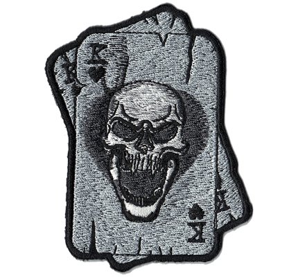 KK Poker Karten Pokercards Skullhead Two Kings Biker Aufnäher Patch Abzeichen von Patch