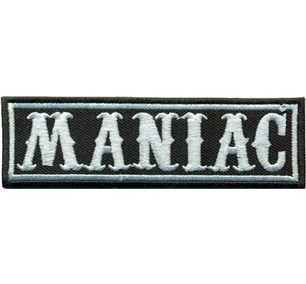 Maniac Wahnsinniger Death Metal Psycho Biker Aufnäher Patch Abzeichen Aufbügler von Patch