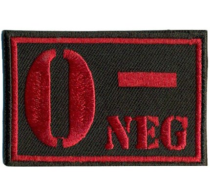 O NEG Blutgruppe 0 Negativ Military Survivor Biker Rotkreuz Abzeichen Aufnäher von Patch