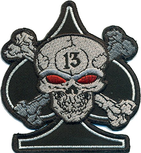 Patch PIK Lucky 13 gekreuzte Knochen Piraten Totenkopf Biker Rockabilly Aufnäher von Patch