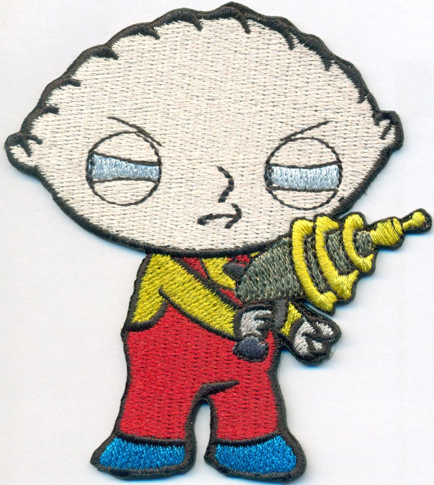 Patch Stewie Family Guy Badass Laser Pistole Angry Kid Biker Rockabilly Aufnäher von Patch