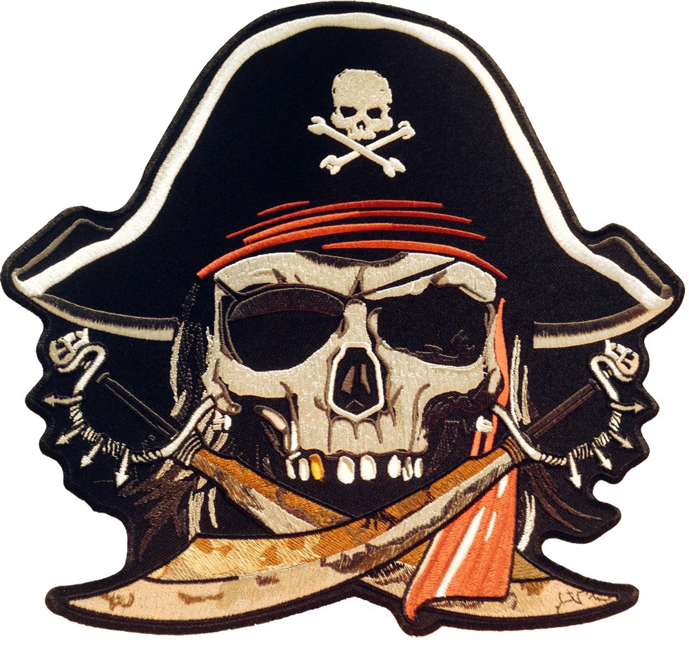 Pirat Piratenkopf Head Swords Schwerter Skullhead Biker Aufnäher Backpatch Aufbü von Patch